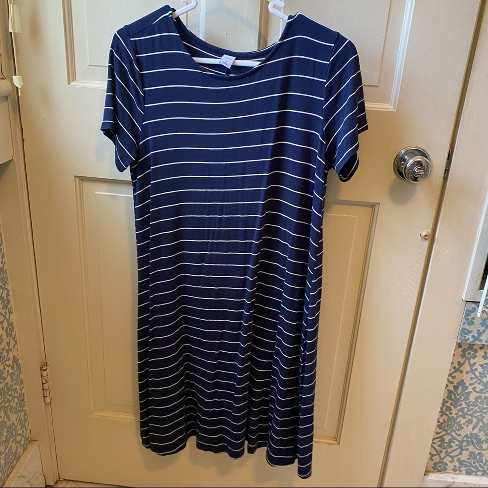 Navy blue striped dress